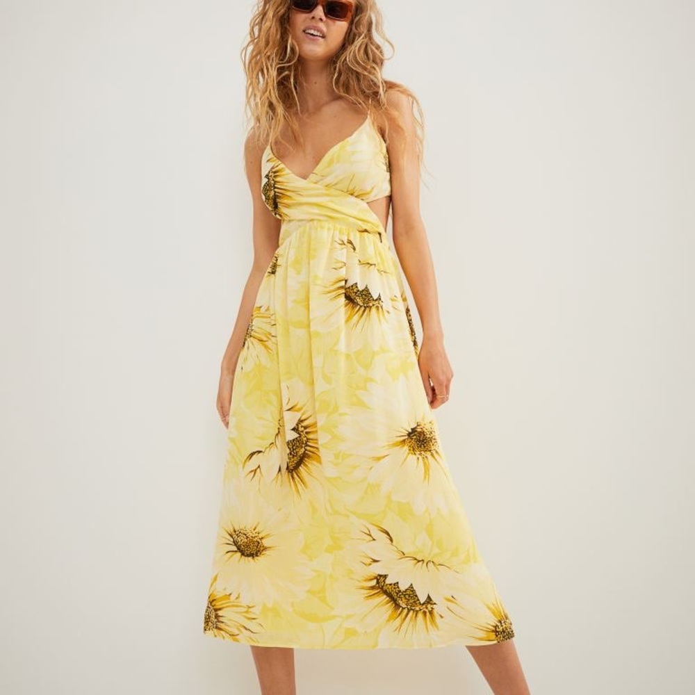 cotton open back wrap front Sunflower Dress